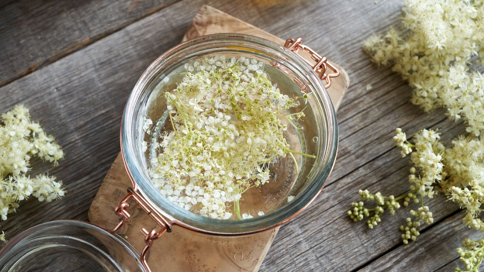 Bocal de fleurs sauvages en macération